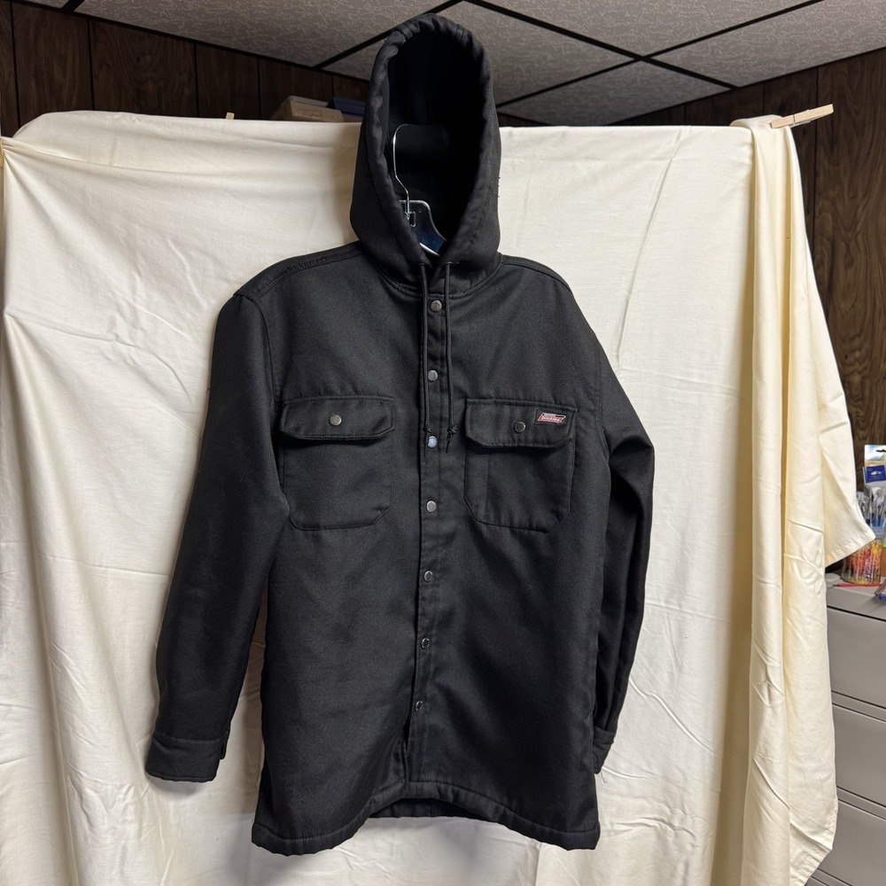 Dickies Jacket Men S Black Duck Canvas Fleece Lined Hooded Workwear